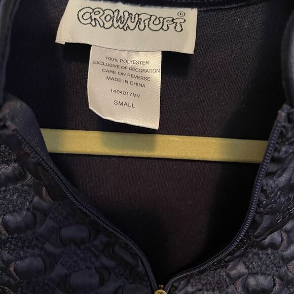 CROWNTUFT Velvet Dark Blue Women’s Vintage Substantial Robe S - Picture 6 of 15